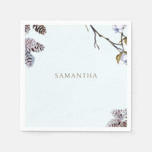 Icy Blue Winter gepersonaliseerde douche cocktail Servet (Voorkant)