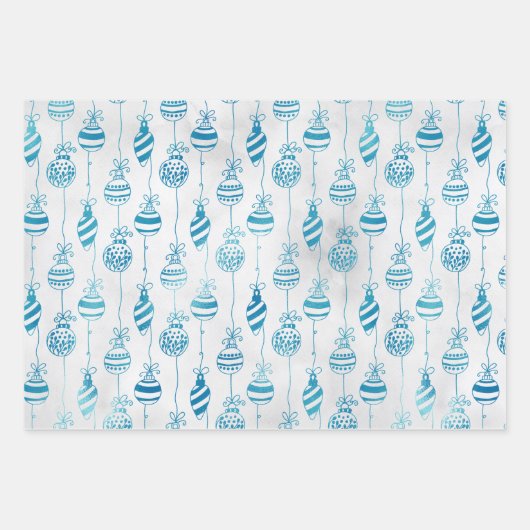 Icy Blue Winter Holiday Kerstwerkpapier Inpakpapier Vel (Voorkant 2)