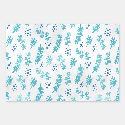 Icy Blue Winter Holiday Kerstwerkpapier Inpakpapier Vel (Voorkant)