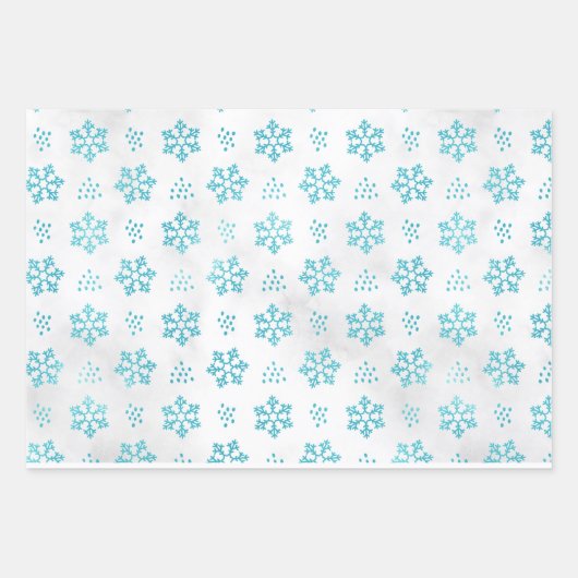 Icy Blue Winter Holiday Kerstwerkpapier Inpakpapier Vel (Voorkant 3)