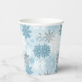 Icy Blue Winter Snowflakes Papieren Bekers (Rechts)