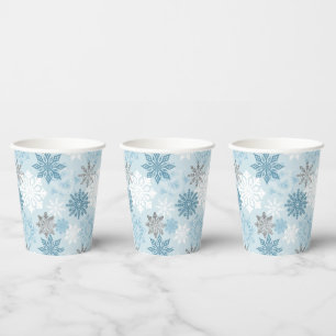 Icy Blue Winter Snowflakes Papieren Bekers