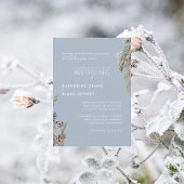 Icy Blue Winter Snowy Pine Cones Wedding Kaart