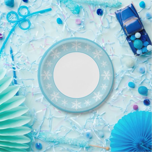 Icy Blue Winter Wonderland Sneeuwvlok Papieren Bordje (Feest)