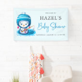 Icy Blue Winterpinguïn Vis Baby shower Spandoek (Insitu)