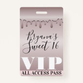 Icy Blush Roos Gold Pink Sweet 16 Zestien VIP Badge (Achterkant)
