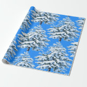 Icy Boomdromen Besneeuwd Bos Cadeaupapier (Uitgerold)