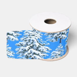 Icy Boomdromen Besneeuwd Bos Grosgrain Lint