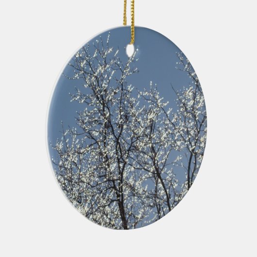 Icy Branches in Winter Blue Sky Keramisch Ornament (Rechts)