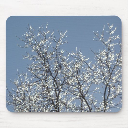Icy Branches in Winter Blue Sky Muismat (Voorkant)