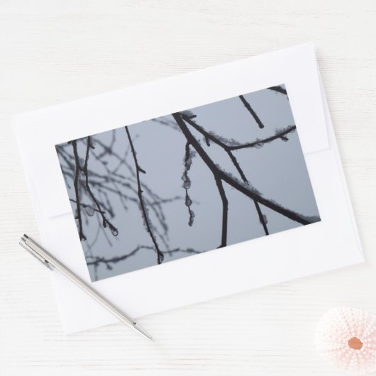 Icy Branches Winter Natuur Rechthoekige Sticker (Envelop)