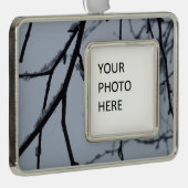 Icy Branches Winter Natuur Verzilverd Omlijst Ornament (Rechts)