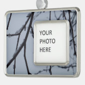 Icy Branches Winter Natuur Verzilverd Omlijst Ornament (Links)