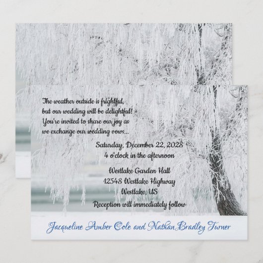Icy Branches Winter Wonderland Wedding Kaart (Voorkant / Achterkant)