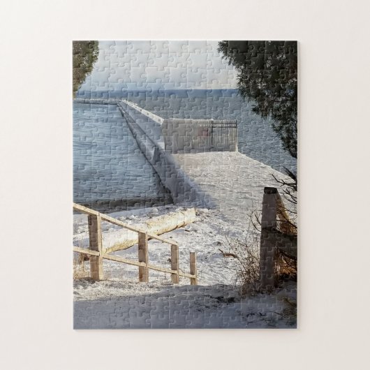 Icy Breakwall Lake Superior Marquette Michigan Legpuzzel (Verticaal)