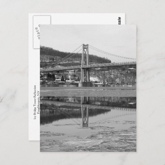 Icy Bridge Tower Reflection Briefkaart (Voorkant / Achterkant)