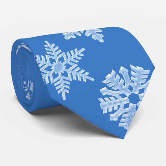 Icy Cool Blue Frozen Winter Snowflakes Kerstmis Stropdas (Opgerold)