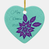 Icy Cyan en Deep Paars Poinsettia Keramisch Ornament (Voorkant)