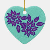 Icy Cyan en Deep Paars Poinsettia Keramisch Ornament (Achterkant)