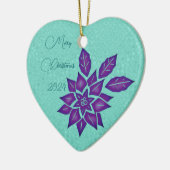 Icy Cyan en Deep Paars Poinsettia Keramisch Ornament (Links)