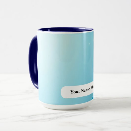 Icy Cyan Titanium Sparkle Burst Mok (Voorkant links)