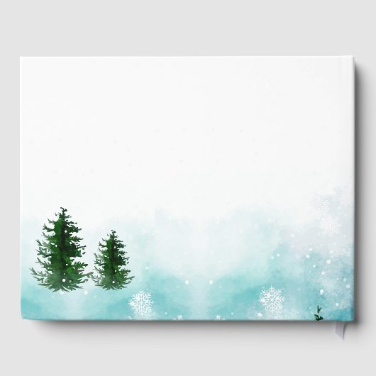 Icy Frosty Blue Hues Sneeuwwitje Winter Bruiloft Gastenboek (Achterkant)