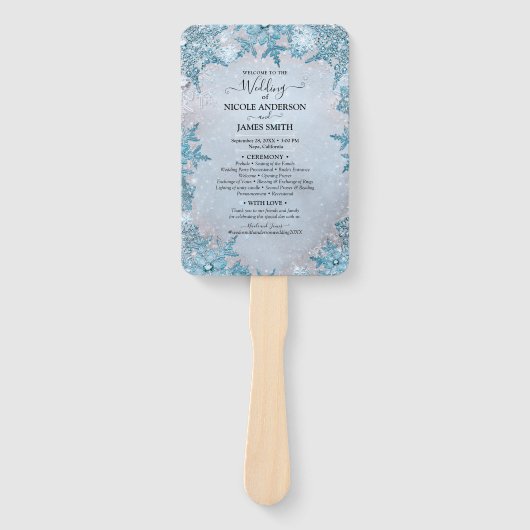 Icy Frozen Snowflakes Winter Wonderland Weddenscha Handwaaier (Voorkant)