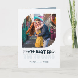 Icy Glam Champagne Retro New Year Photo Feestdagen Kaart