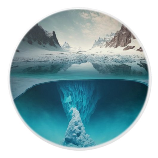 Icy Mountain View Keramische Knop (Voorkant)