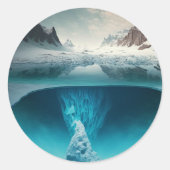 Icy Mountain View Ronde Sticker (Voorkant)