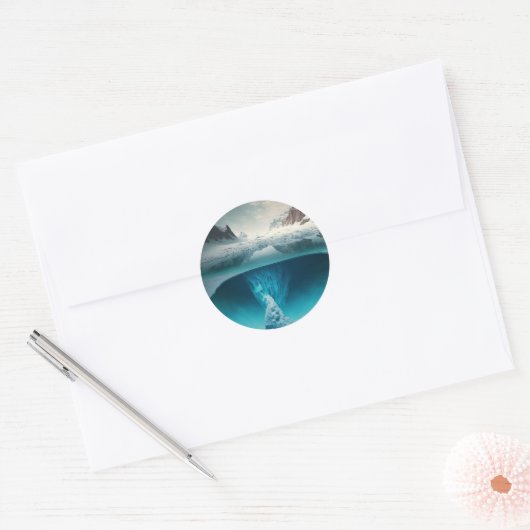 Icy Mountain View Ronde Sticker (Envelop)