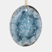 Icy Pale Blue Celestite Crystal Geode Printed  Keramisch Ornament (Rechts)