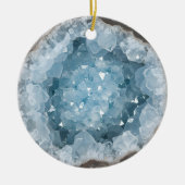 Icy Pale Blue Celestite Crystal Geode Printed Keramisch Ornament (Voorkant)