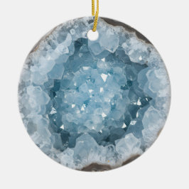 Icy Pale Blue Celestite Crystal Geode Printed  Keramisch Ornament