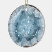 Icy Pale Blue Celestite Crystal Geode Printed  Keramisch Ornament (Links)