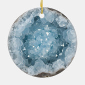 Icy Pale Blue Celestite Crystal Geode Printed  Keramisch Ornament (Achterkant)