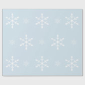 Icy Pastel Blue met witte sneeuwvlokken | Kerstmis Cadeaupapier (Vlak)