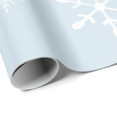 Icy Pastel Blue met witte sneeuwvlokken | Kerstmis Cadeaupapier (Rol Hoek)