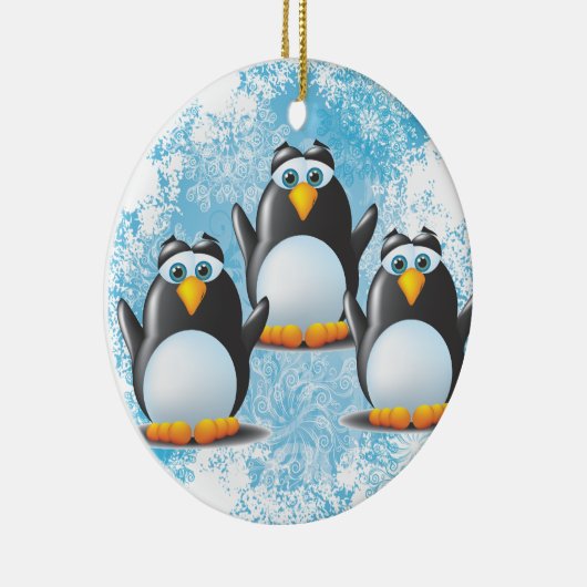 Icy Penguins Keramisch Ornament (Rechts)