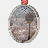 Icy Petroleum Pipeline Warning Metalen Ornament (Links)