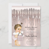 Icy Pink Rose Diamond Glitter Drip Baby shower Kaart (Voorkant)