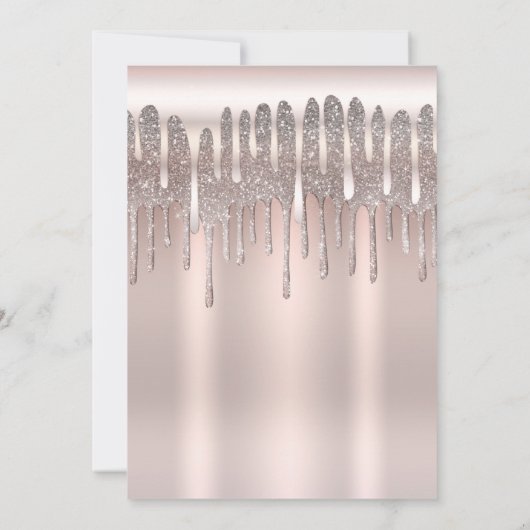 Icy Pink Rose Diamond Glitter Drip Baby shower Kaart (Achterkant)