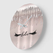 Icy Pink Rose Gold Diamond Glitter Drip Lashes Grote Klok (Hoek)