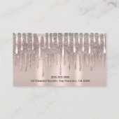 Icy Pink Rose Gold Diamond Glitter Drip Schoonheid Visitekaartje (Achterkant)