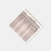 Icy Pink Rose Gold Diamond Glitter Drip Sweet 16 Servet (Hoek)