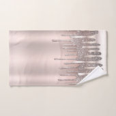 Icy Pink Rose Gold Diamond Glitter Sparkle Drip Bad Handdoek (Handdoek)