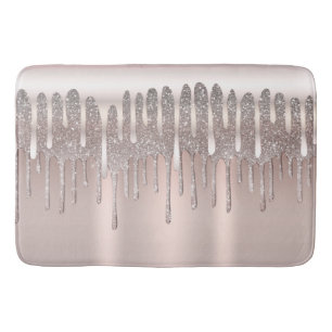 Icy Pink Rose Gold Diamond Glitter Sparkle Drip Badmat