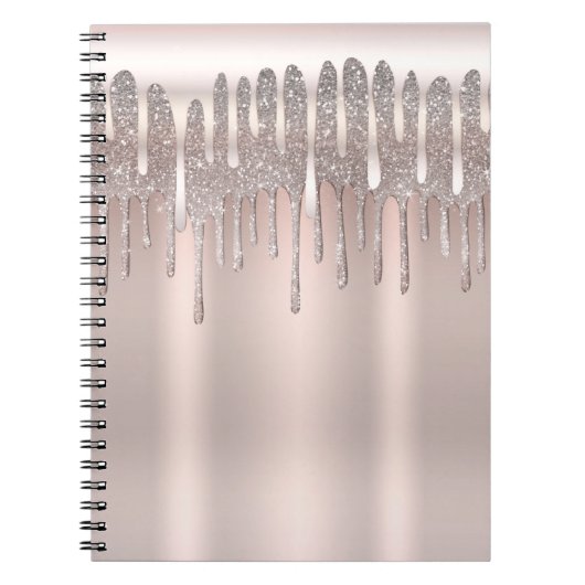 Icy Pink Rose Gold Diamond Glitter Sparkle Drip Notitieboek (Voorkant)