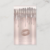 Icy Pink Rose Gold Lips Kiss Diamond Glitter Drip Visitekaartje (Achterkant)