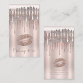 Icy Pink Rose Gold Lips Kiss Diamond Glitter Drip Visitekaartje (Voorkant / Achterkant)